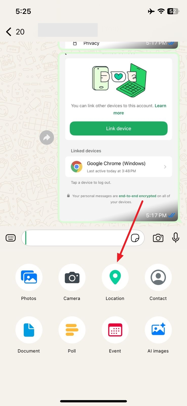 attach location on whatsapp