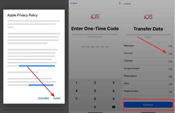 enter code and choose data