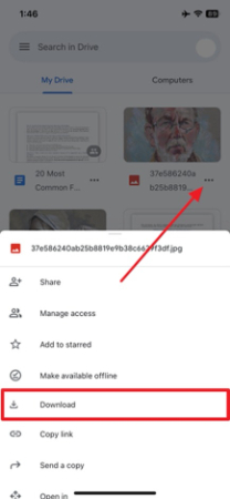 download from iphone google drive