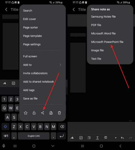 share notes as pdf or ppt