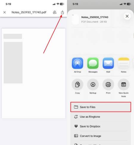 save notes on ios device