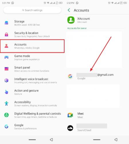 access google accounts on android