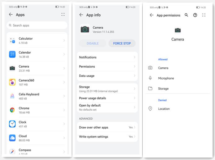 huawei camera permissions