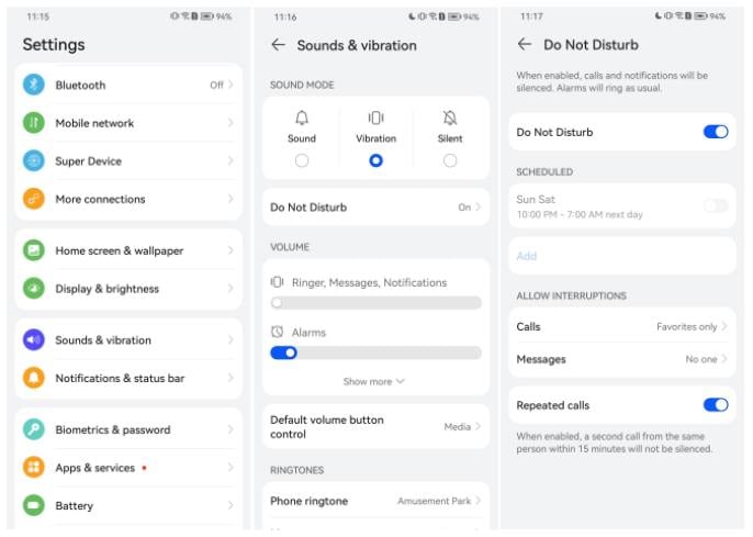 huawei do not disturb mode