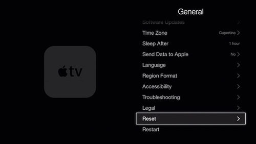 Restore Apple TV to Factory Settings to Fix Hulu not working on Apple TV
