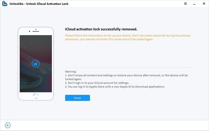 removing the iCloud Activation Lock UnlockGo