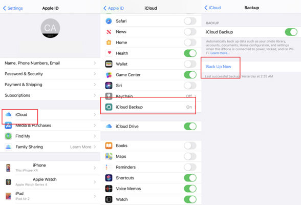 iCloud Sync Backup to fix Safari frequently visited not showing after update