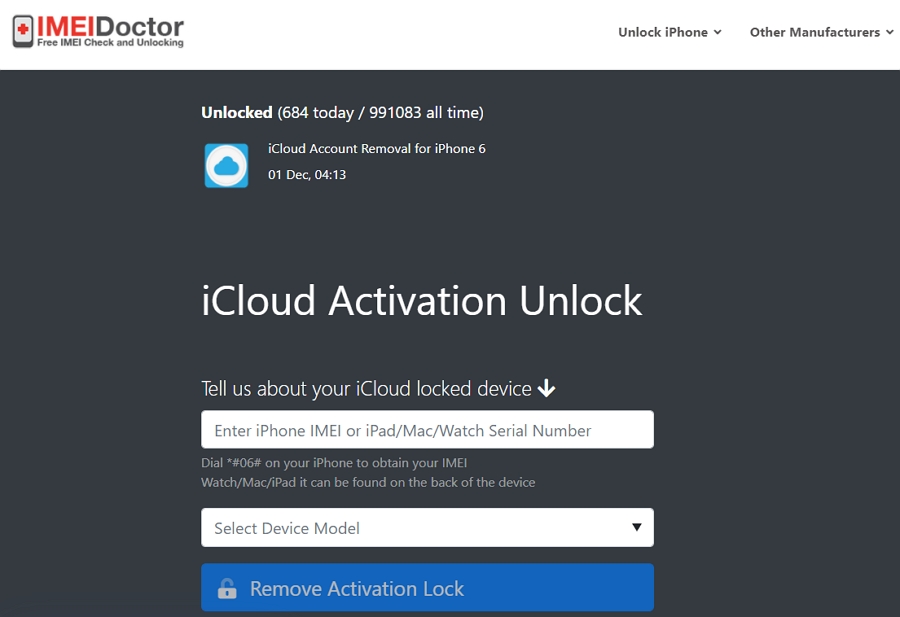 iCloud unlocking tool