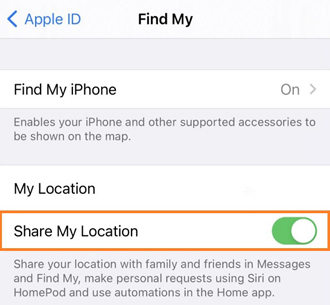 iMessage location not available share my location