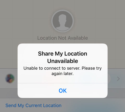 iMessage Location Not Available