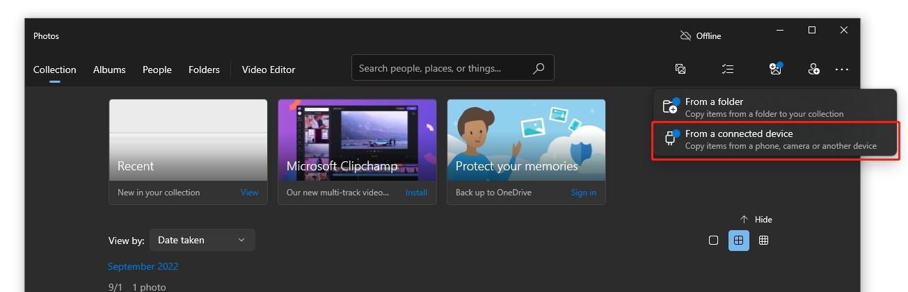 windows photos to import iphone photos