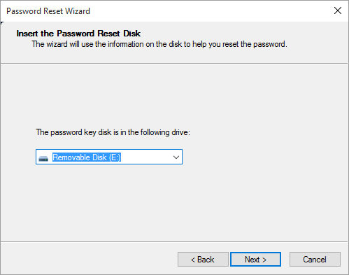 insert password reset disk