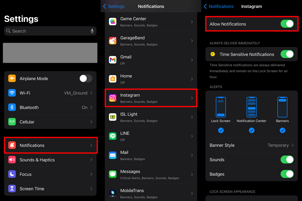 enable the instagram notifications iphone