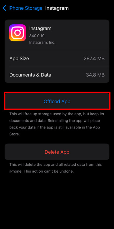 tap offload app option