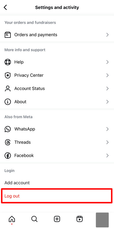 choose logout option