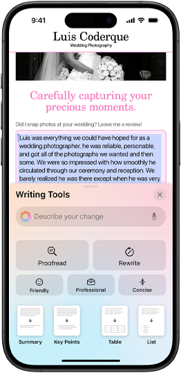 ios 18 ai writing feature