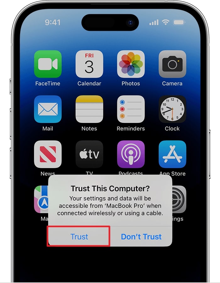 tap the trust option