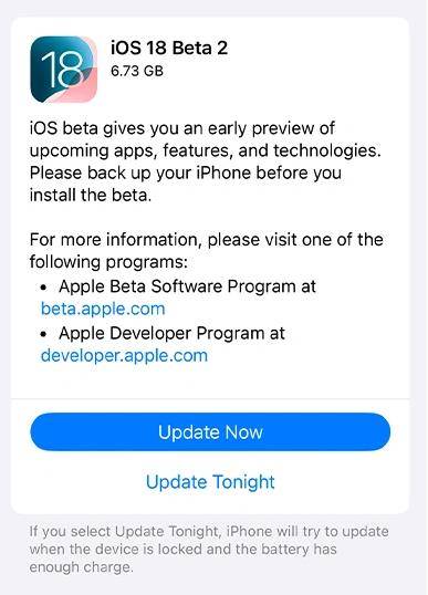 ios 18 beta 2