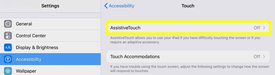 Turn On AssistiveTouch