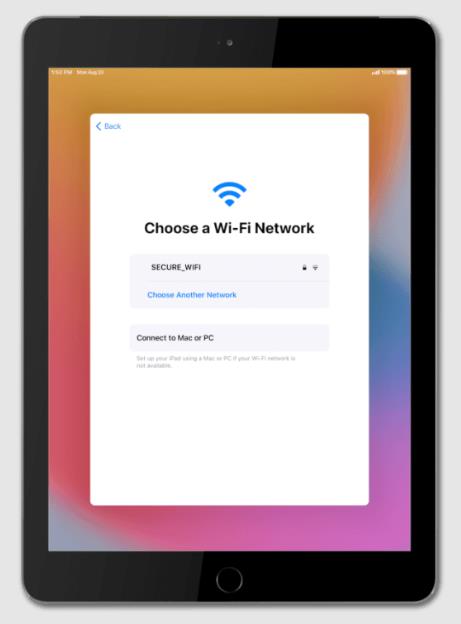 ipad choose a wifi network