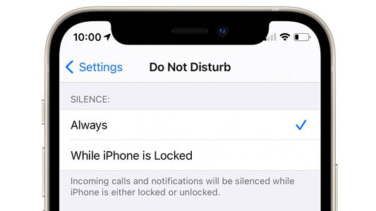 iphone do not disturb settings