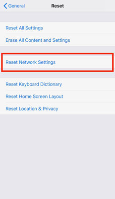 Reset Network settings to fix iPhone email not updating
