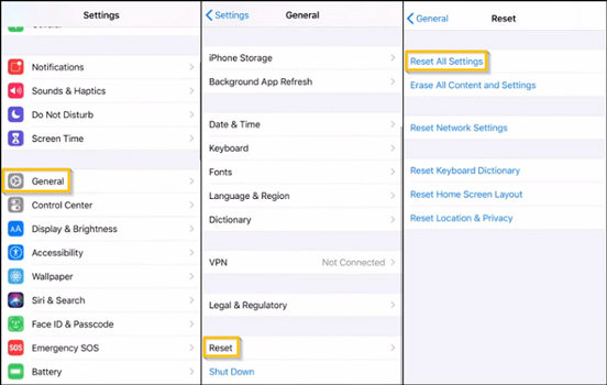 iPhone green screen reset all iPhone settings