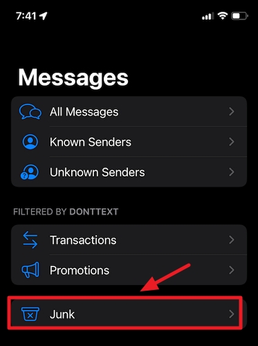check spam folder iphone