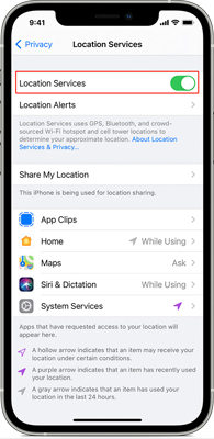 iPhone using too much data disable location services