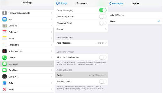 voice message expire setting
