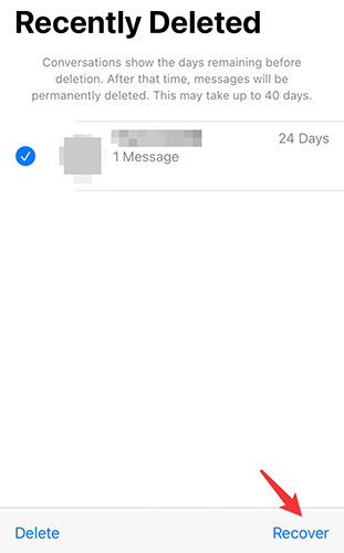 iphone messages recover from recently deleted