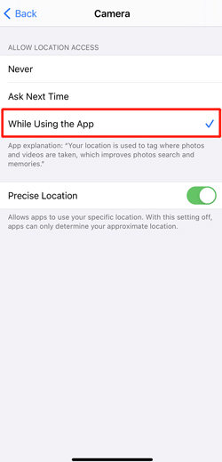 iPhone photos not showing location iphone camera location settings