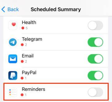 turn off scheduled summary