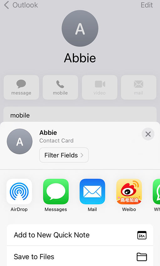 iphone share contact