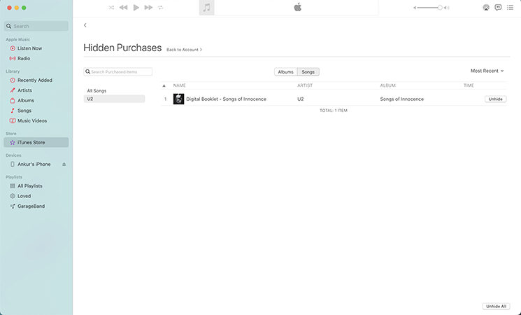 how to recover deleted hidden songs from itunes mac