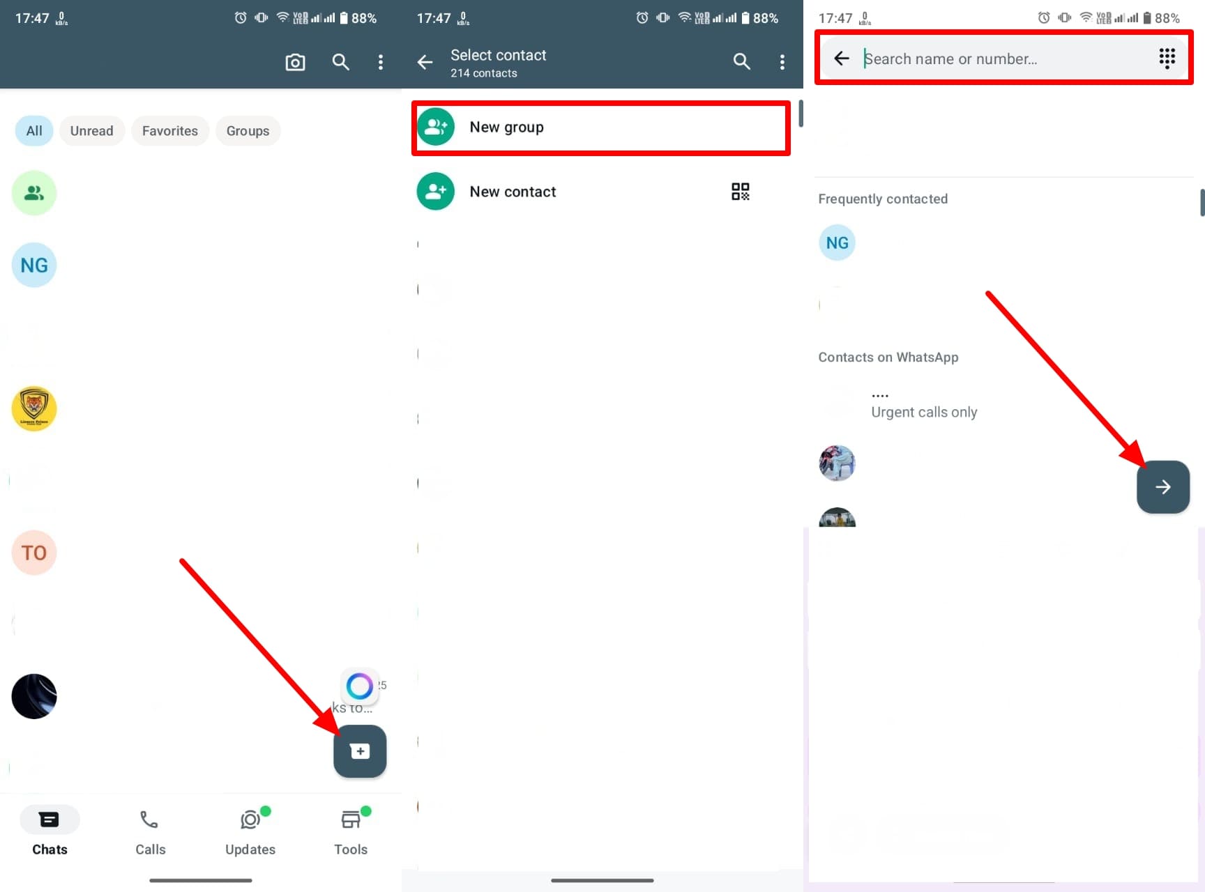 add contact to group after searching