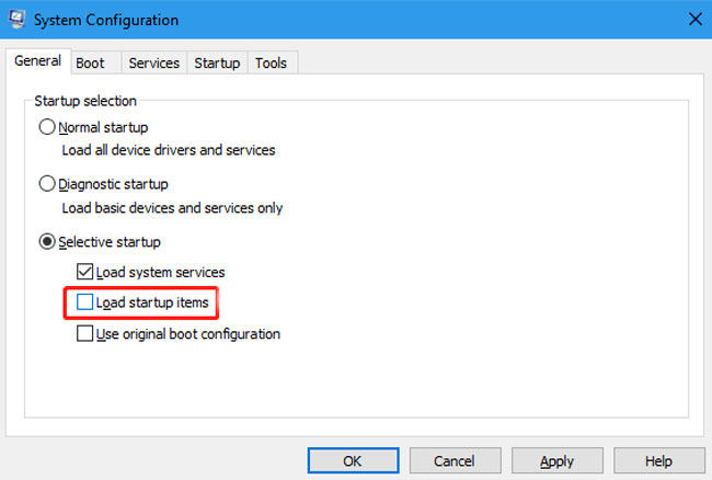 load startup items