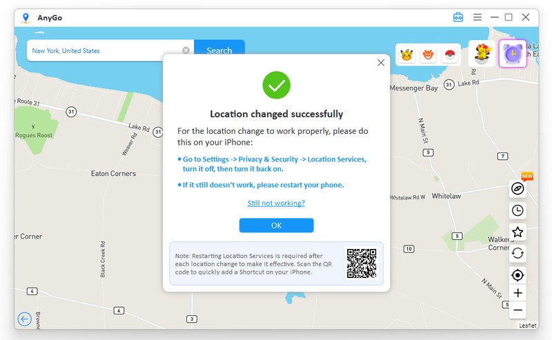 location changed successfully anygo win