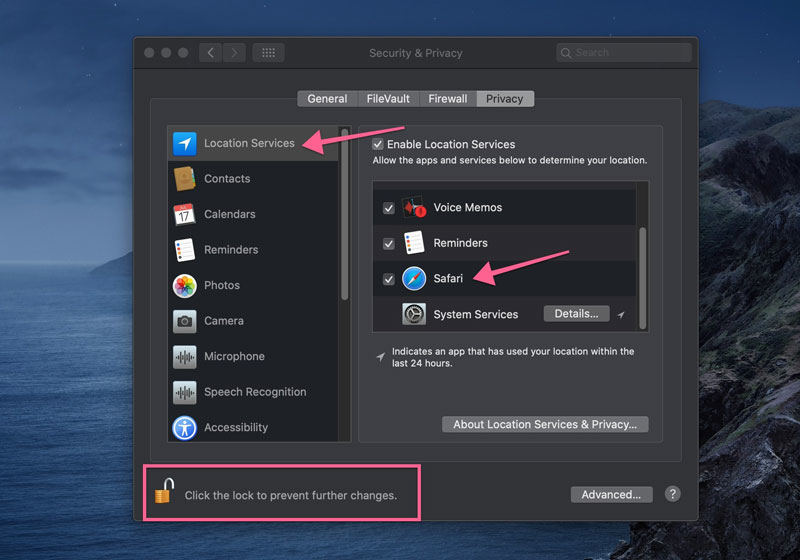 How to enable location services for hulu on safari