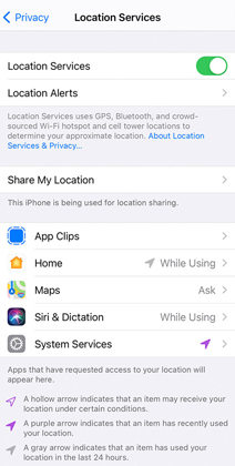 iphone location services