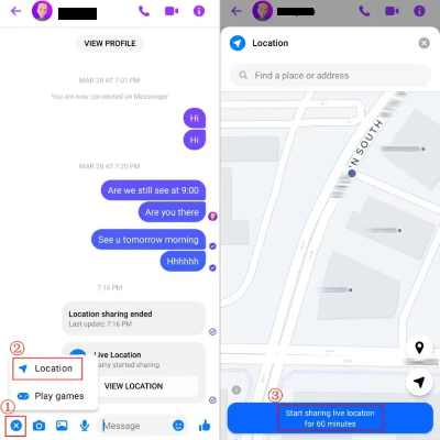 location sharing facebook messenger