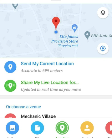 the type of location sharing