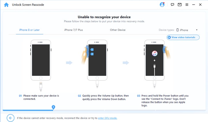 iMyFone LockWiper recovery mode instructions
