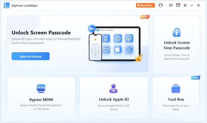 iMyFone LockWiper Unlock Screen Passcode mode