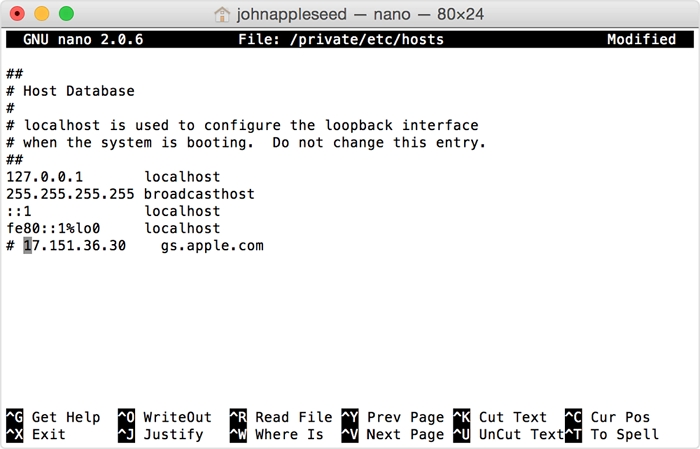 check the host files on a Mac