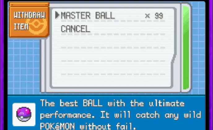 master ball cheat code