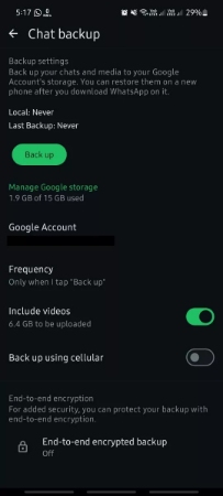 whatsapp backup in android