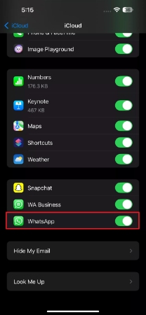 whatsapp backup in icloud
