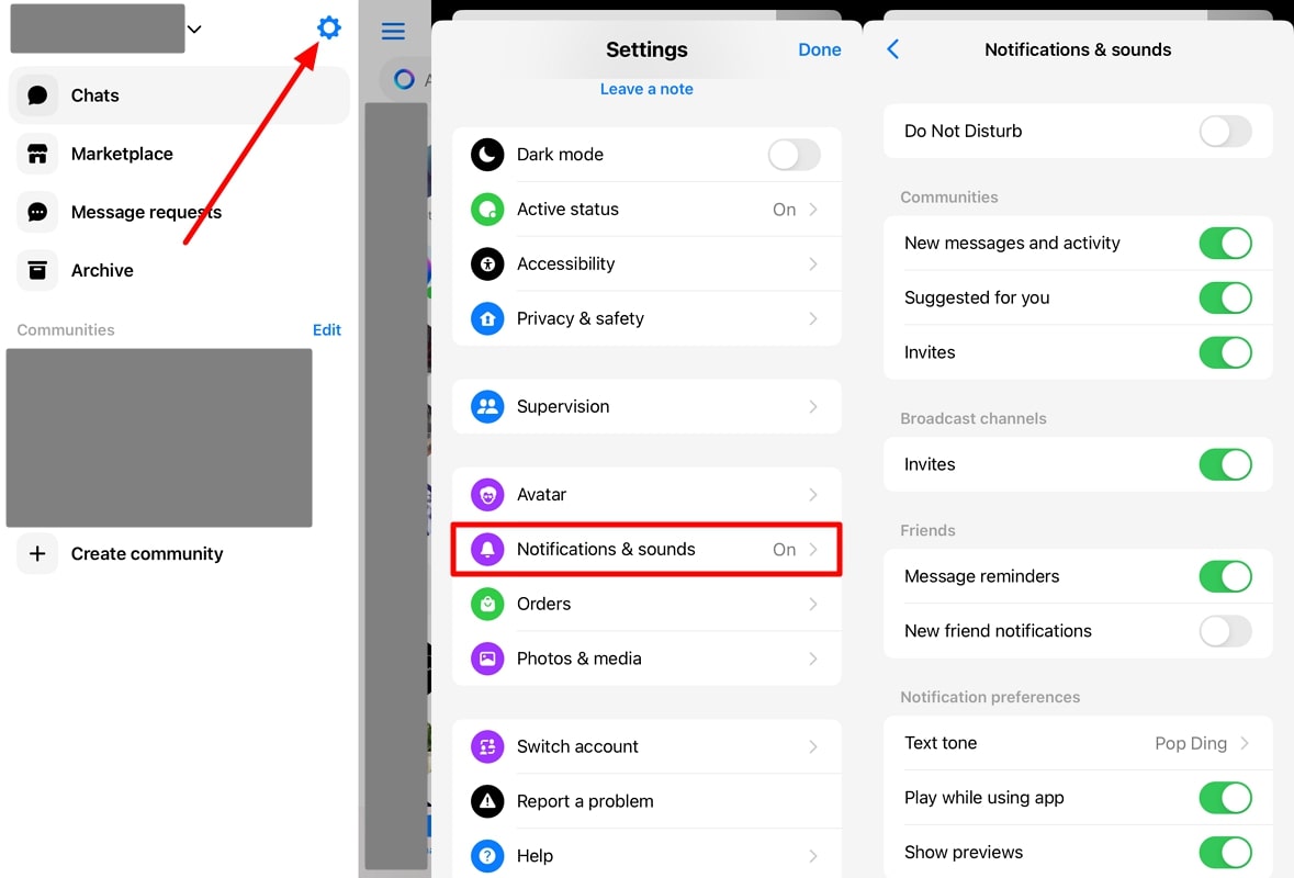 check the messenger notifications