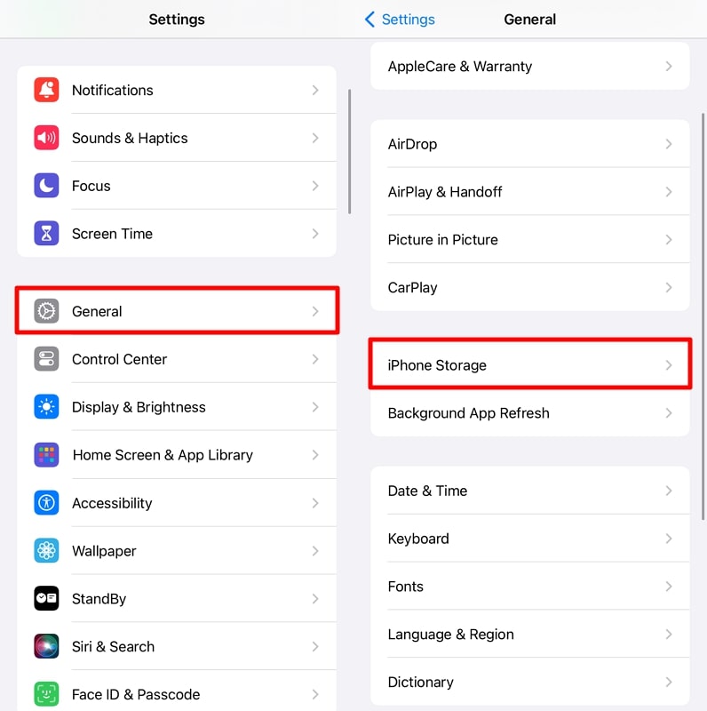 access the iphone storage